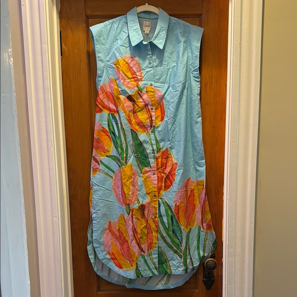 Anthropologie Blue, Orange, Pink and Green Dress